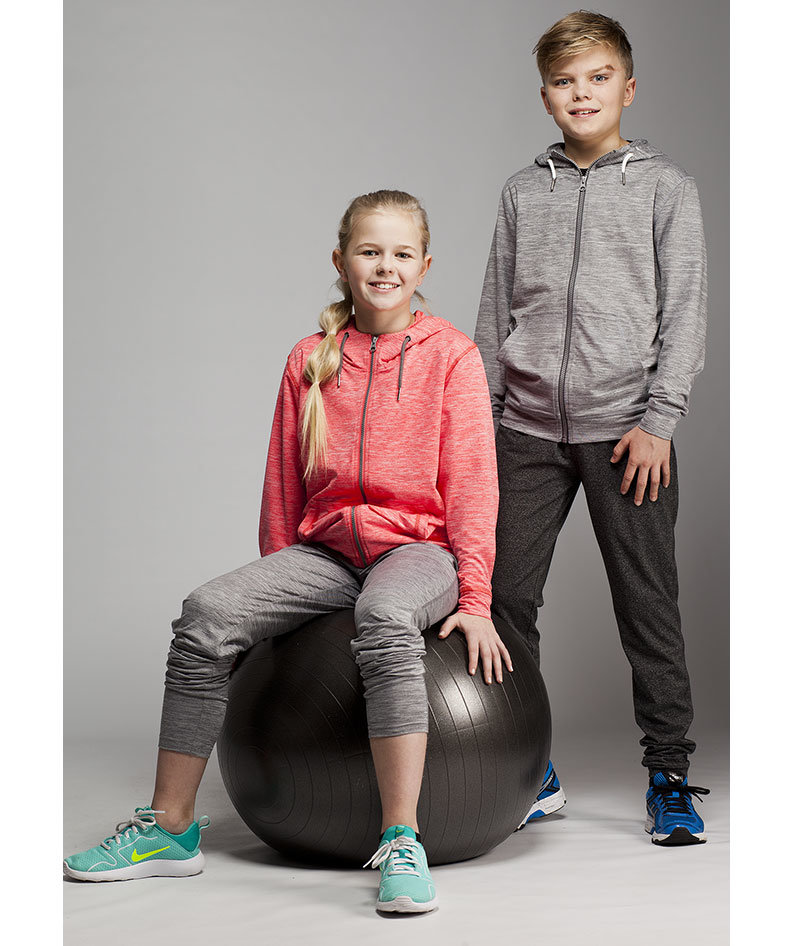 Pitch Stone Cooldry hoodie for kids, Grey melange, large image number 2