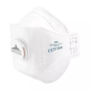 Portwest 10-pack sammenleggbar støvmaske FFP3 med ventil, Hvit