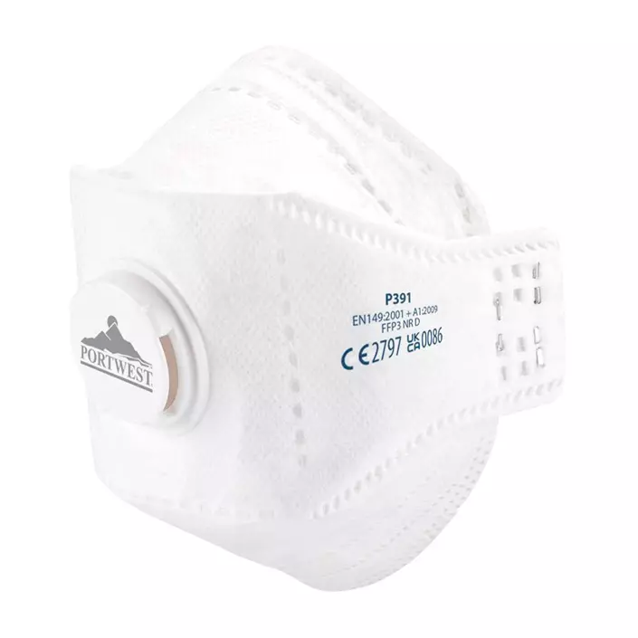 Portwest 10-pack foldable dust mask FFP3 with valve, White, White, large image number 0