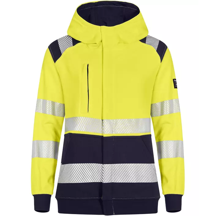 Tranemo FR women's sweat jacket, Hi-Vis yellow/marine, large image number 0