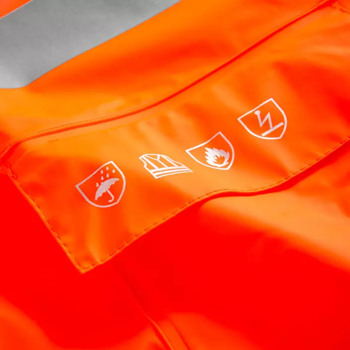 Lyngsøe Multinorm PU regnjakke, Hi-vis Orange, large image number 3
