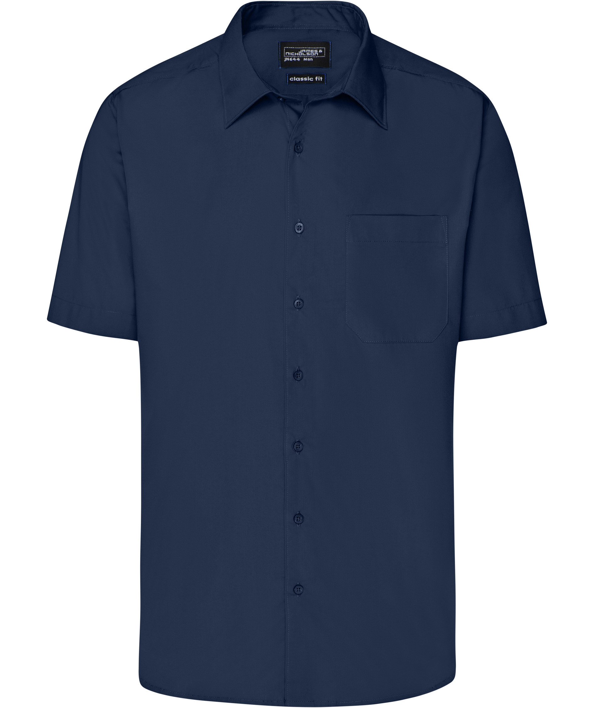 James & Nicholson classic fit short-sleeved shirt, Navy