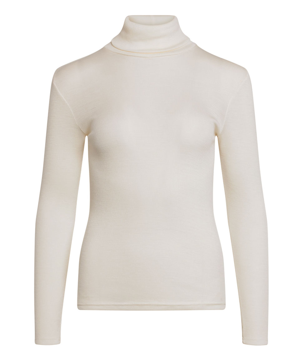 Claire Woman Alys women's knitted pullover with merino wool, Ivory