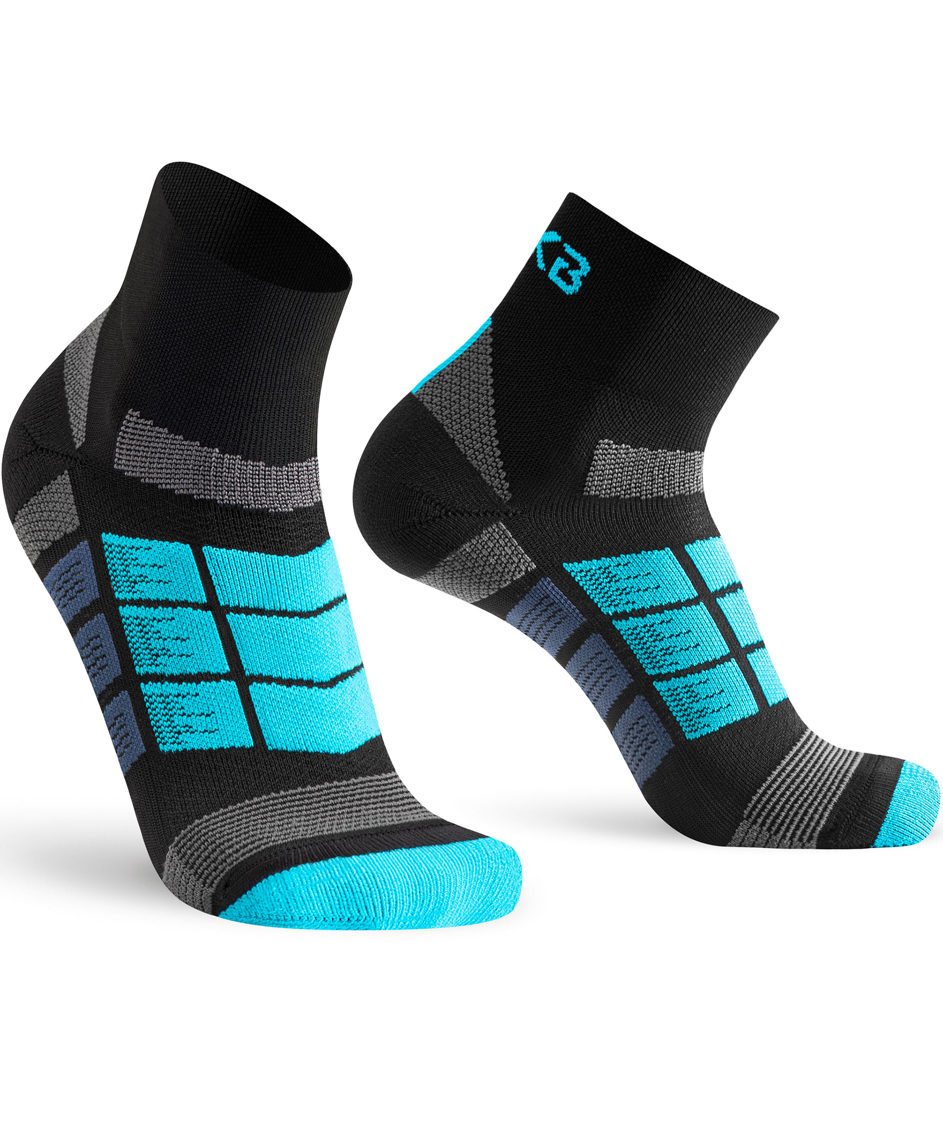 Oxyburn Levitate MY20 short socks, Black/Malibu, Black/Malibu, swatch