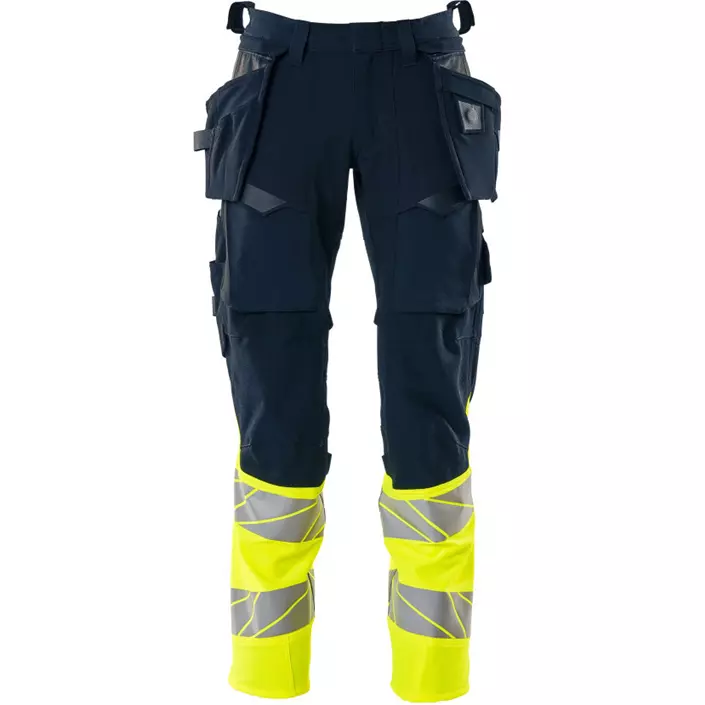 Mascot Accelerate Safe hartverksbyxa Full stretch, Mörk Marinblå/Hi-Vis Gul, large image number 0