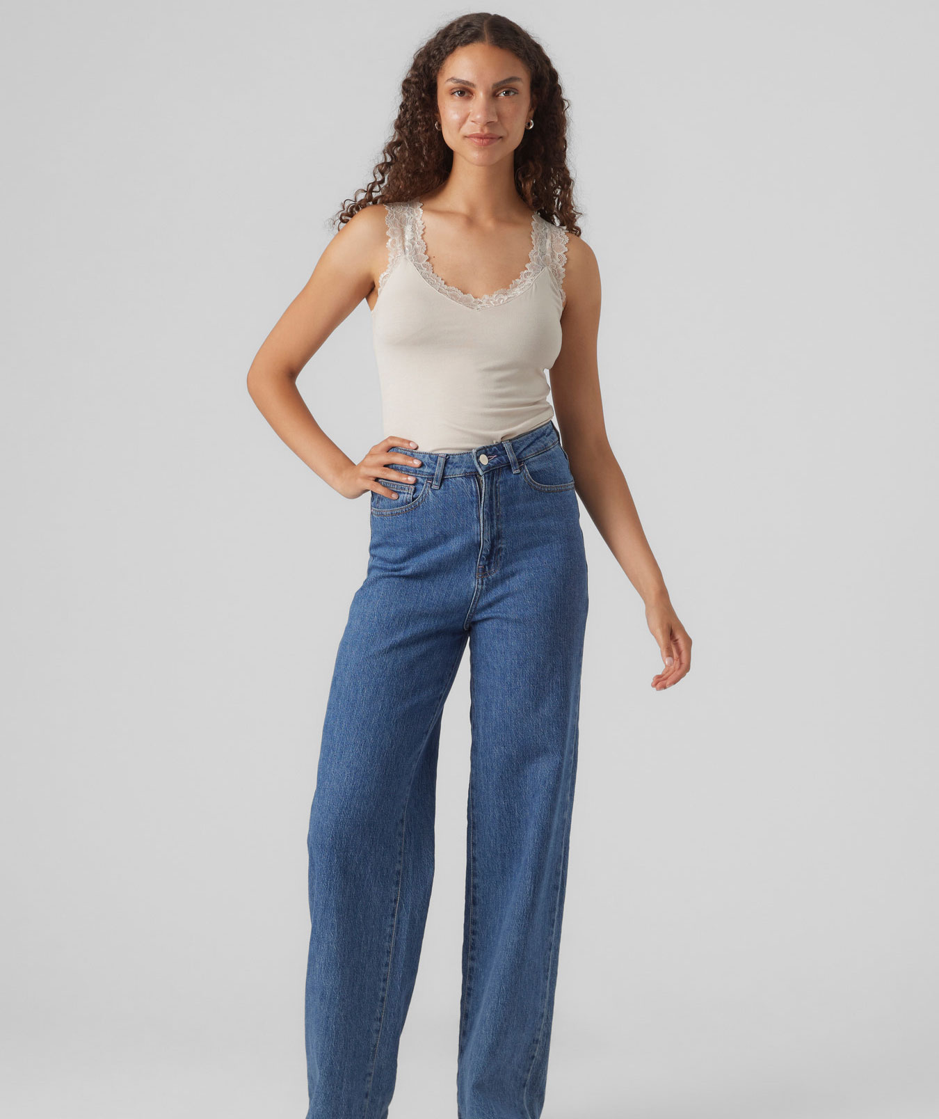 Vero Moda VMROSA Damen Top, Pumice Stone, large image number 5