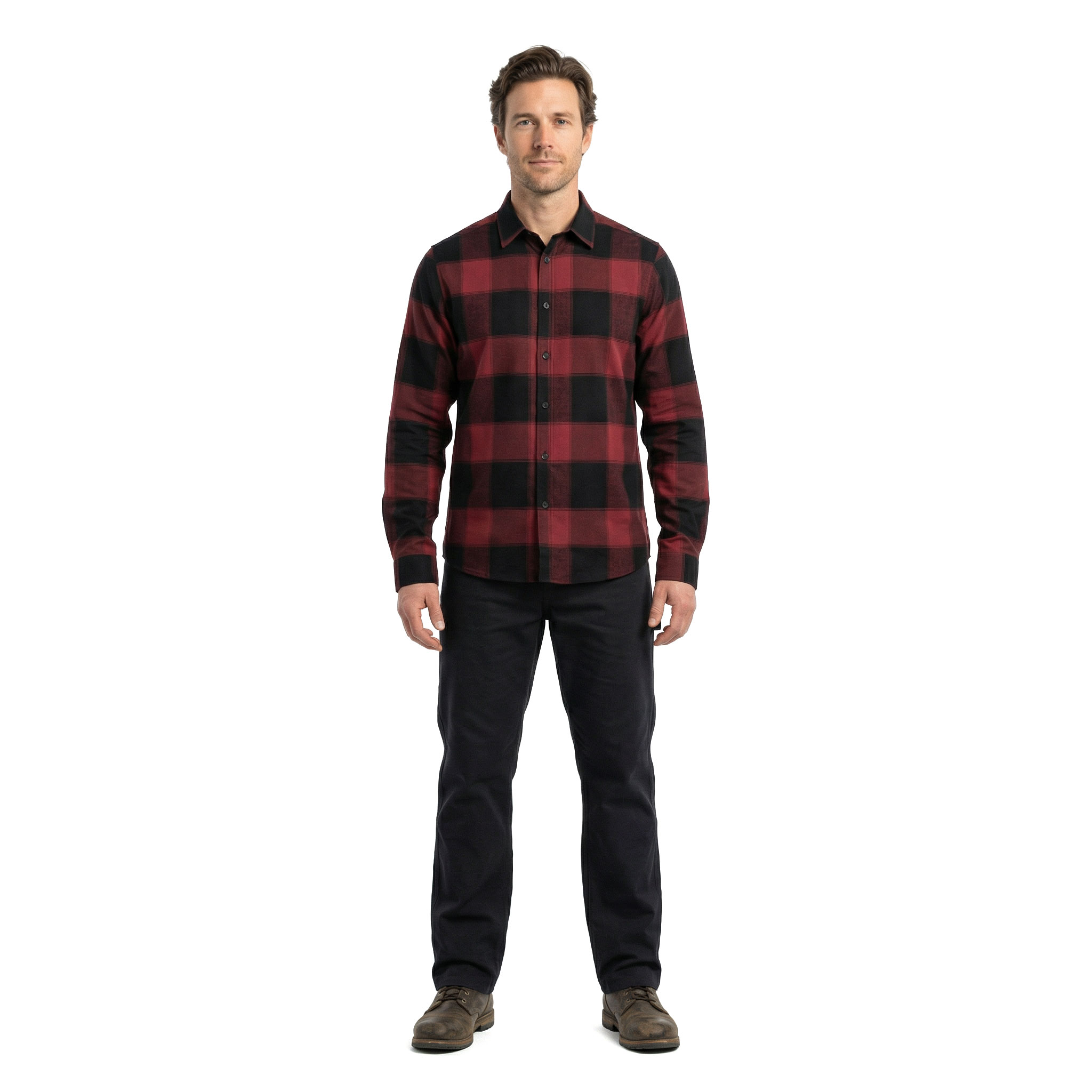 Westborn light flannel shirt, Red/Black