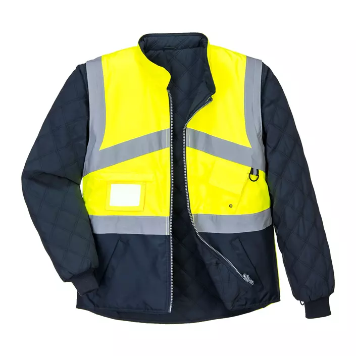 Portwest vattert jakke, Hi-vis gul/marineblå, large image number 0