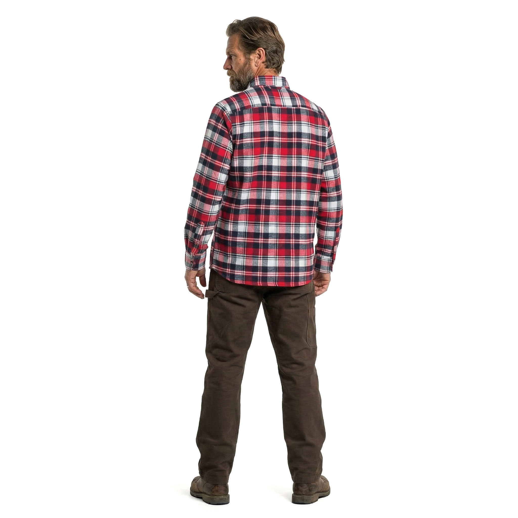 ID Green Leaf Flanellhemd, Rot, large image number 3