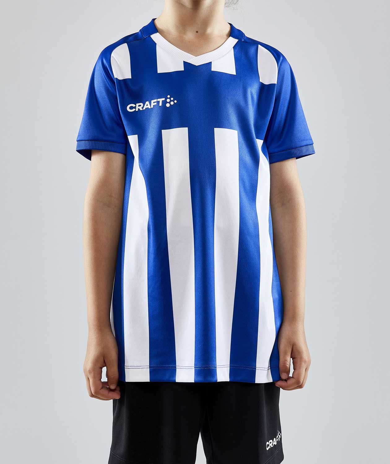 Craft Progress 2.0 Stripe Jersey T-Shirt f&uuml;r Kinder, Wei&szlig;/Club Cobolt, large image number 1
