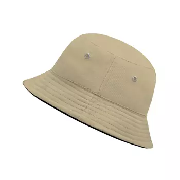 Myrtle Beach bøllehat / Fisherman's hat til børn, Khaki/Sort