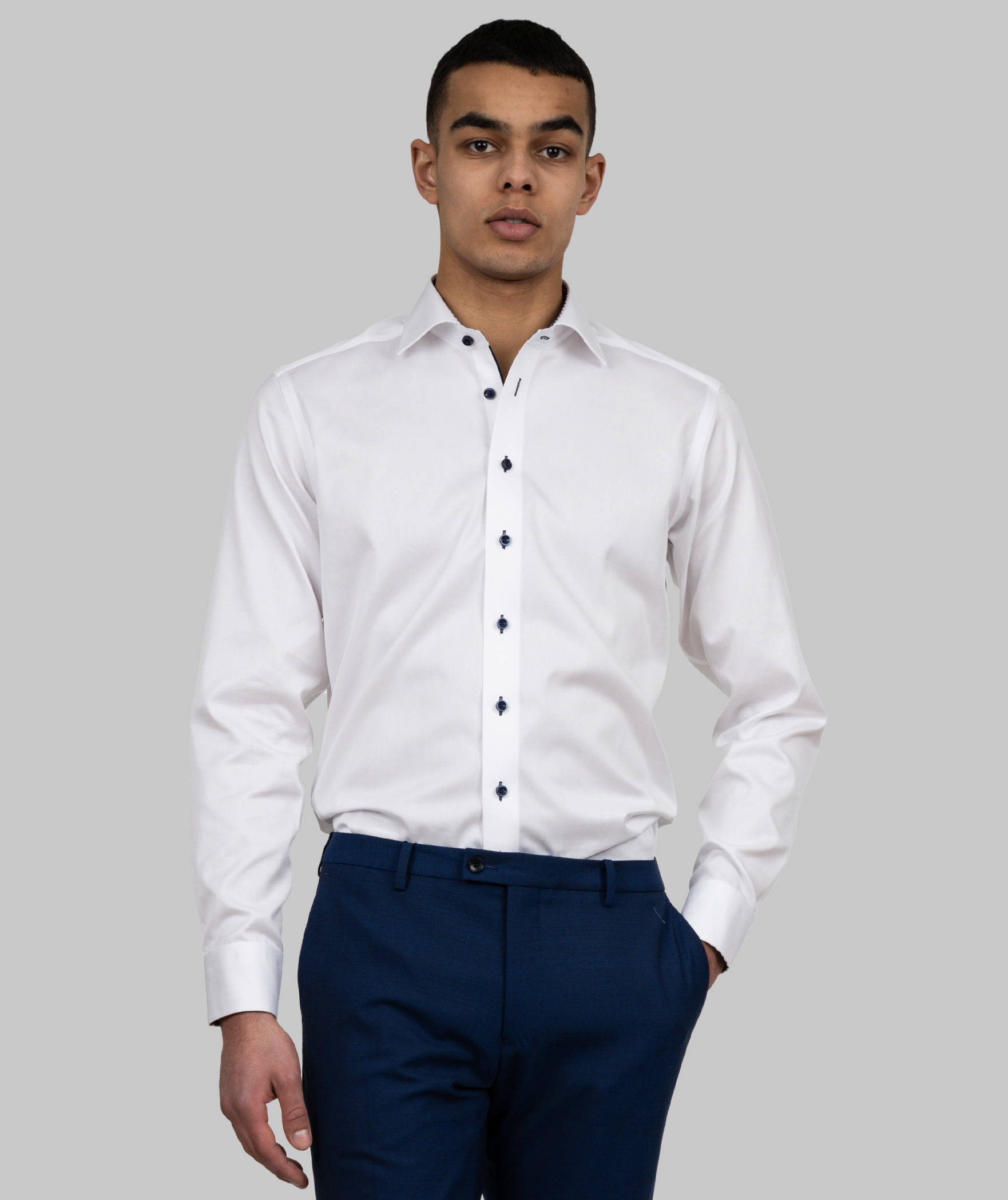 J. Harvest & Frost Twill Red Bow 20 slim fit shirt, White/navy, large image number 1