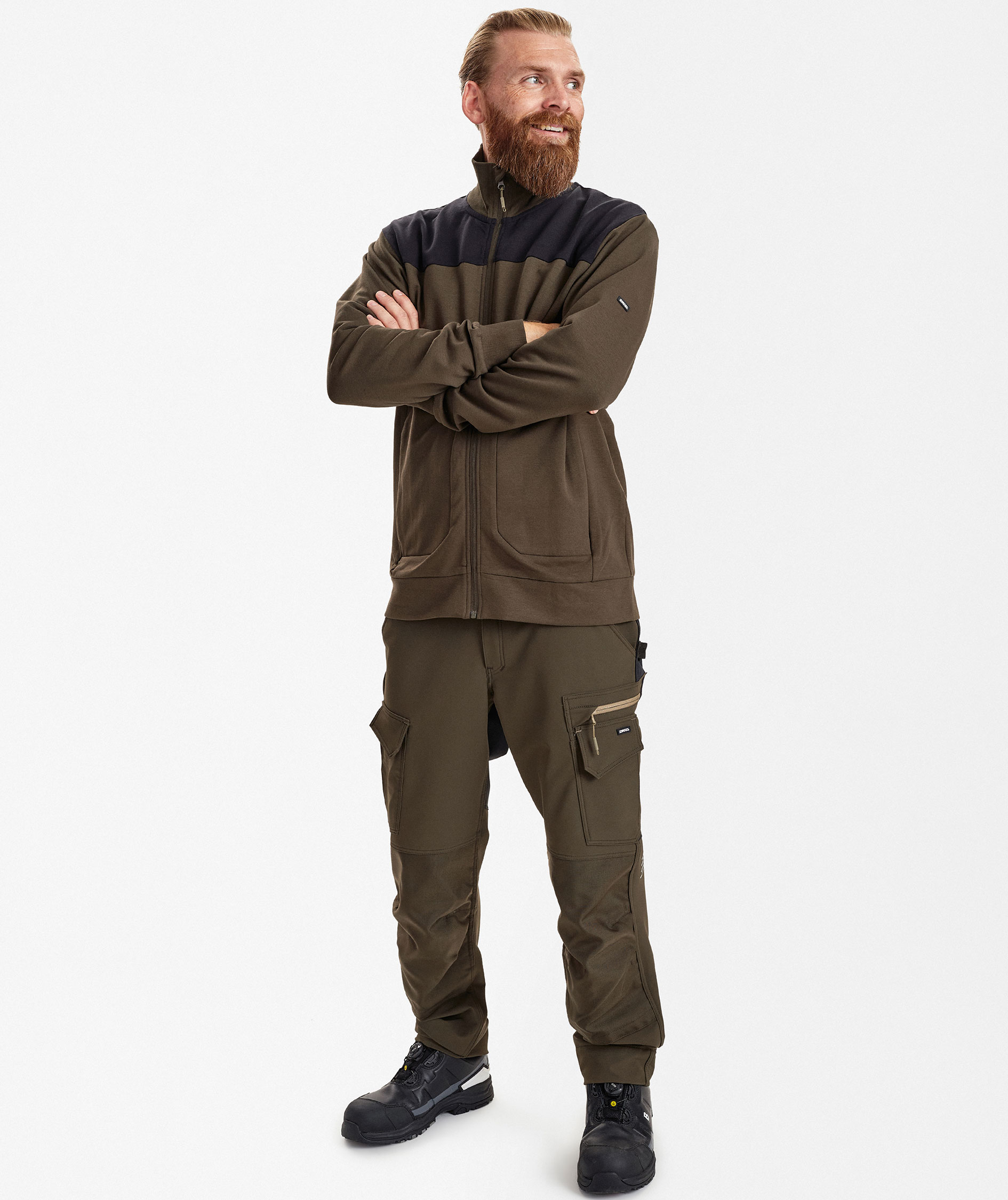 Engel Entire sweat cardigan, Forest Green/Black, large image number 2