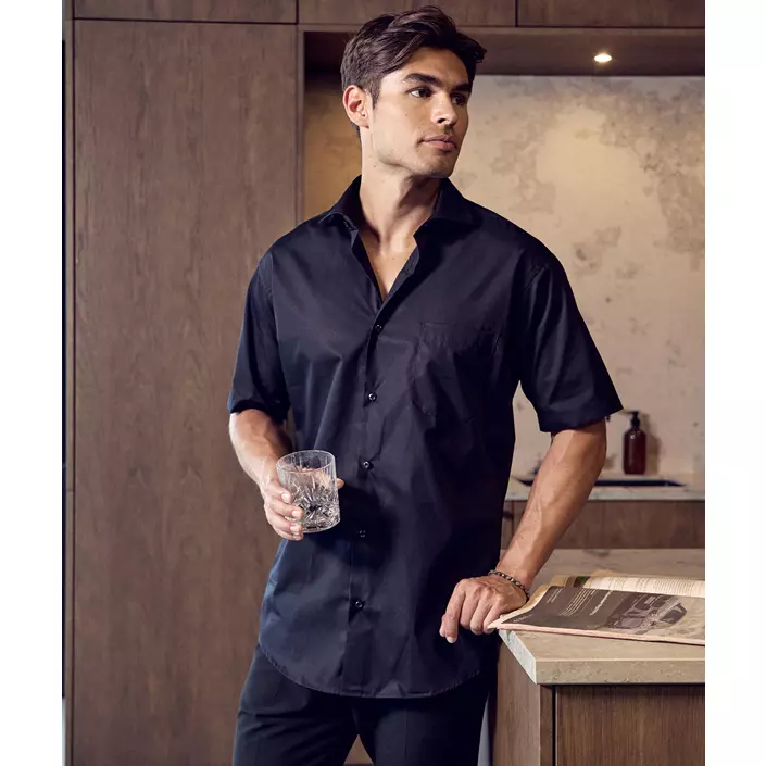 Seven Seas modern fit Poplin kortærmet skjorte, Sort, large image number 1