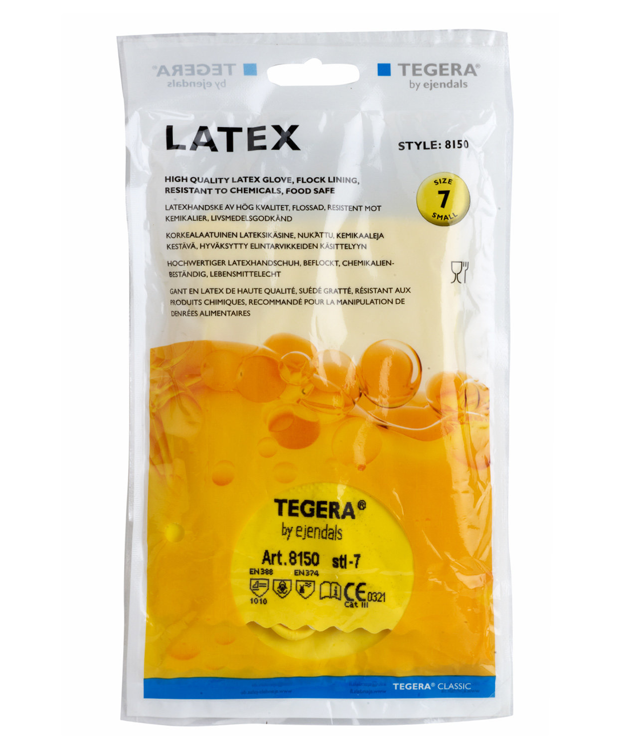 Tegera 8150 kemikalieskyddshandskar, Gul