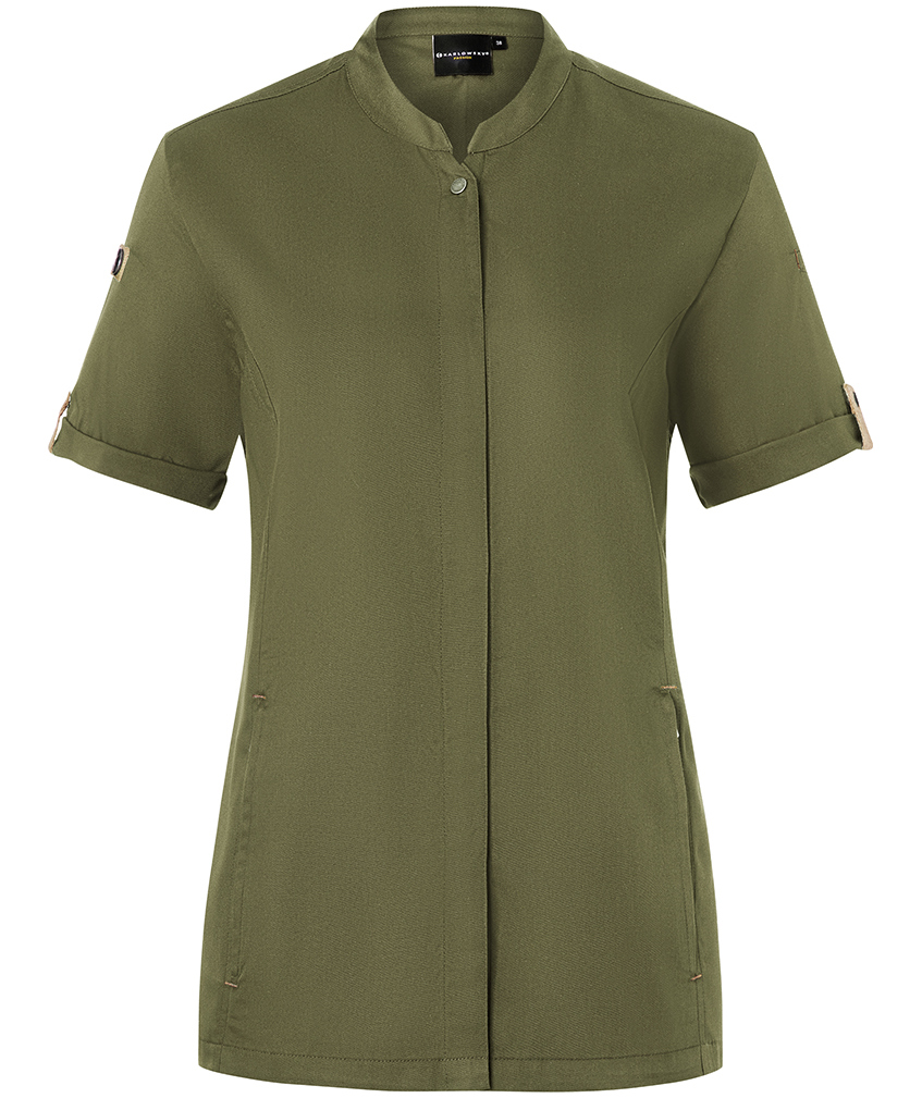 Karlowsky Green-Generation kort&aelig;rmet dame kokkejakke, Moss green, Moss green, swatch