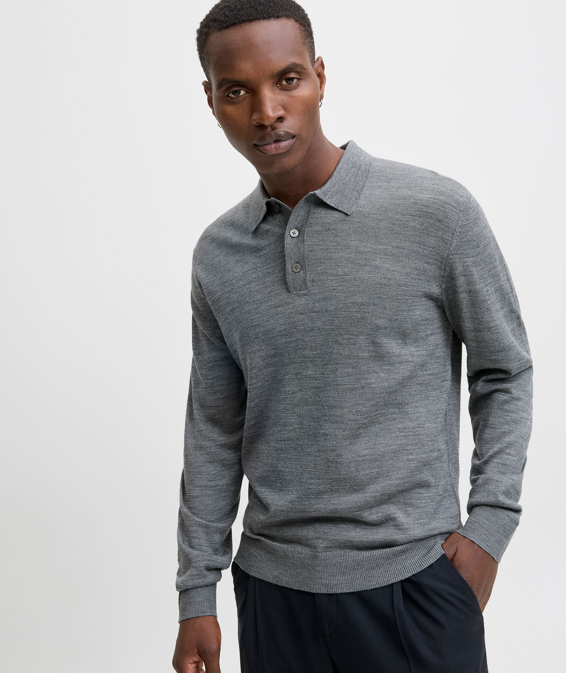 Jack & Jones Premium JPRBLAMERINO knitted polo with merino wool
