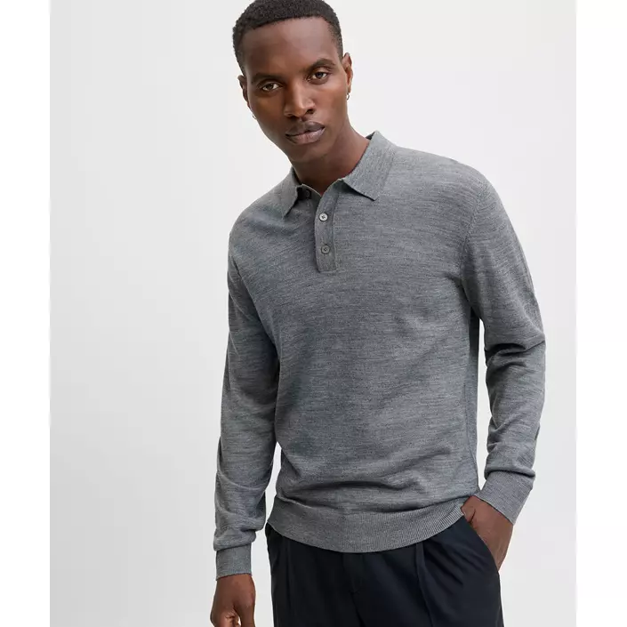 Jack & Jones Premium JPRBLAMERINO stickad tröja med merinoull, Medium Grey Melange, large image number 1