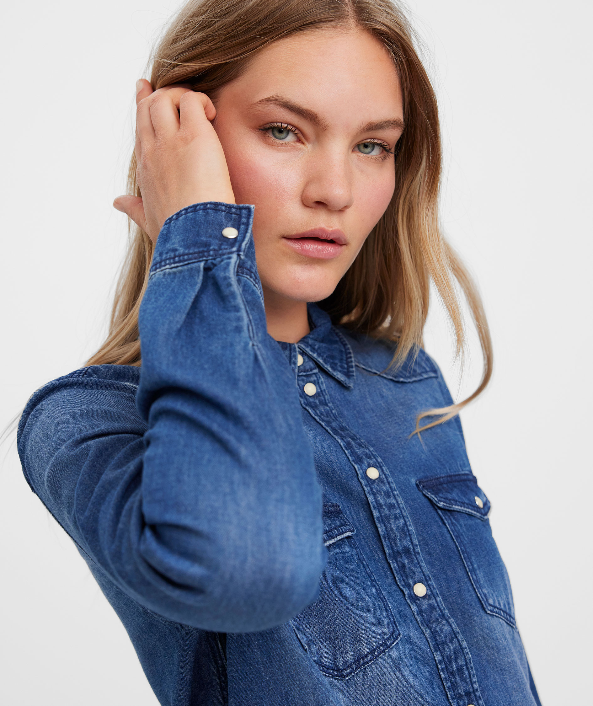 Vero Moda VMMARIA women's denim shirt, Medium Blue Denim, large image number 3