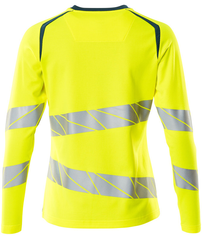 Mascot Accelerate Safe women's long-sleeved T-shirt, Hi-Vis Yellow/Dark Petroleum