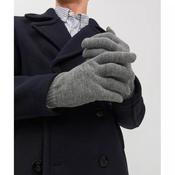 Jack & Jones JACBARRY stickade handskar, Grey melange, Grey melange, large image number 4