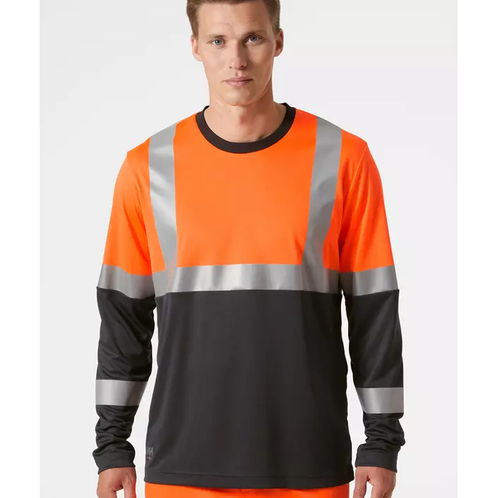Helly Hansen Addvis langärmliges T-Shirt, Hi-vis Orange/Ebony, large image number 1