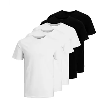 Jack & Jones JJEORGANIC 5er-Pack T-shirt, Weiß/Schwarz