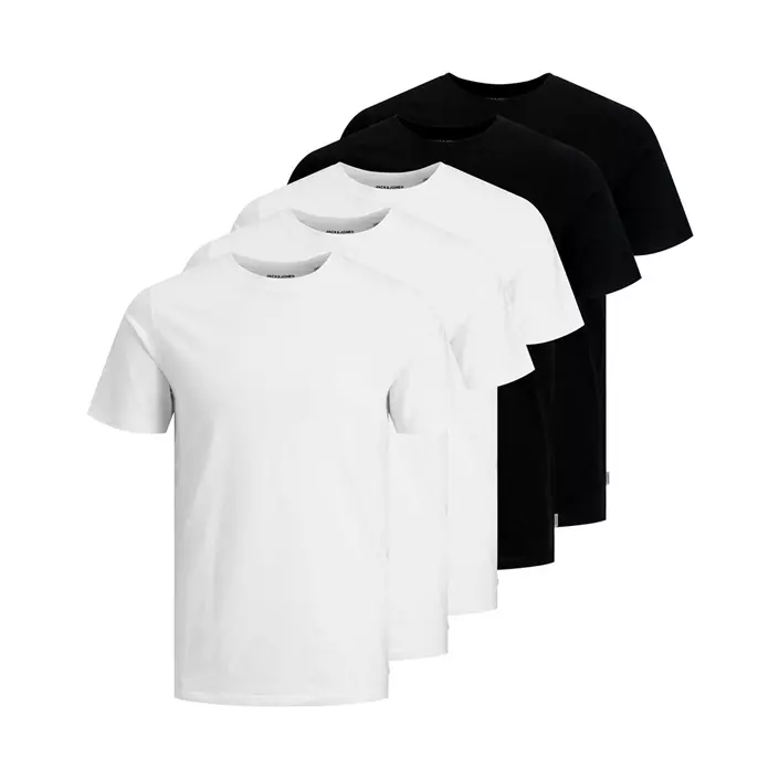 Jack & Jones JJEORGANIC 5-pack T-shirt, White/Black, large image number 0