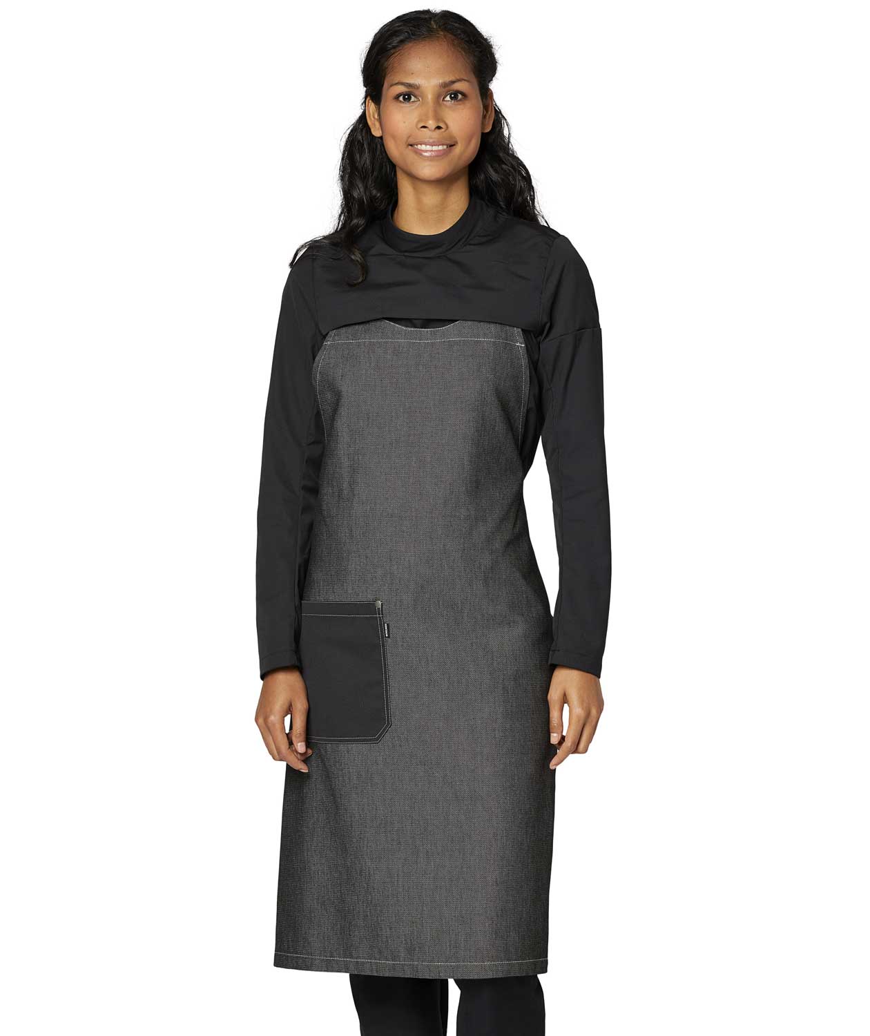 Kentaur Raw snap-on bib apron with pockets, Grey