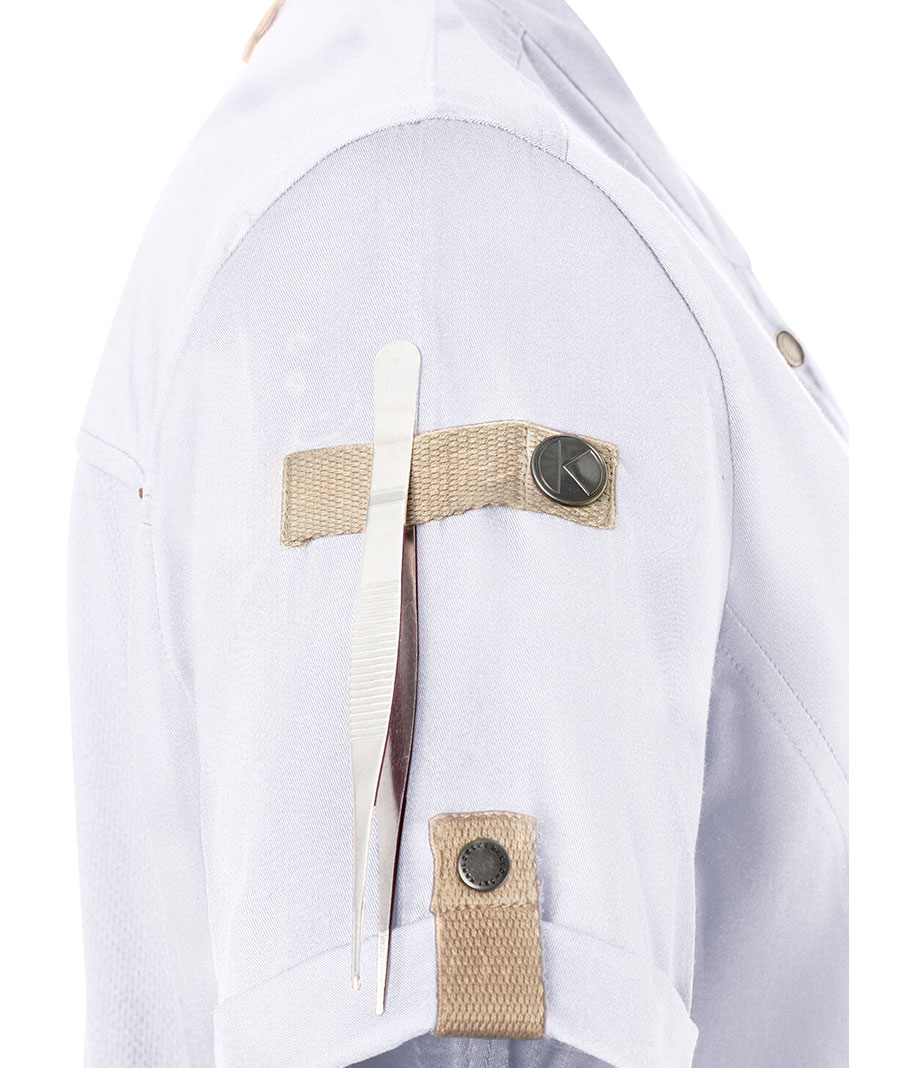 Karlowsky Green-Generation kort&aelig;rmet dame kokkejakke, White , large image number 7