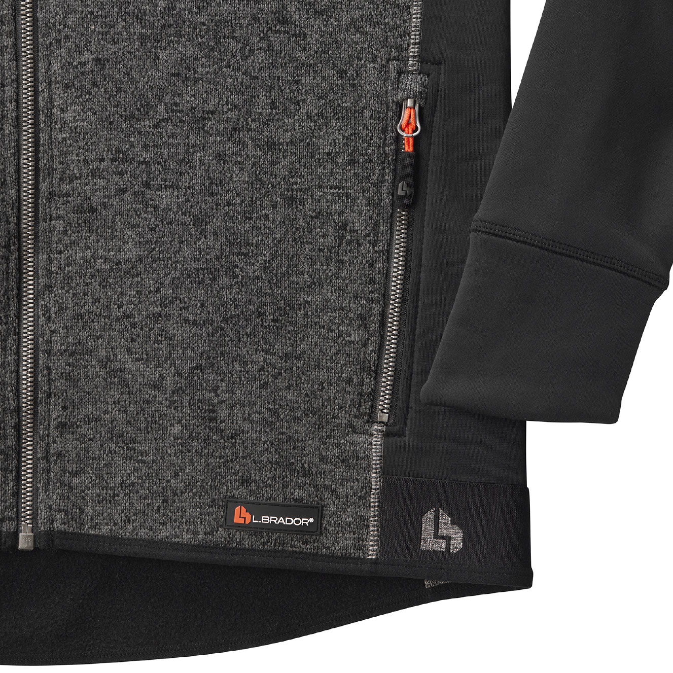 L.Brador Aereo hoodie med dragkedja 6034P, Svart/Gr&aring; melange, large image number 3