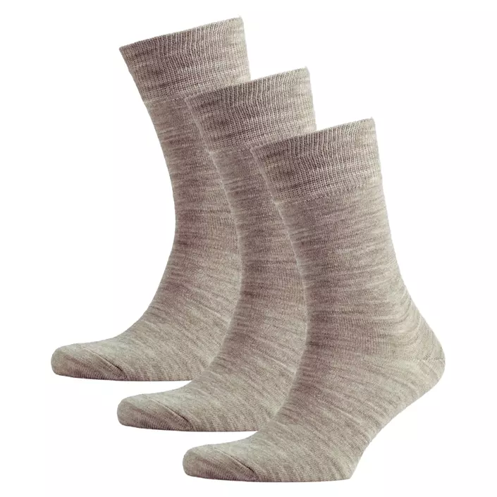 Westborn Basic 3-pack strumpor med ull, Light Brown Melange, Light Brown Melange, large image number 0