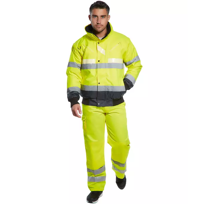 Portwest Glowtex 3-in-1 pilot jacket, Hi-vis Yellow/Marine, large image number 1