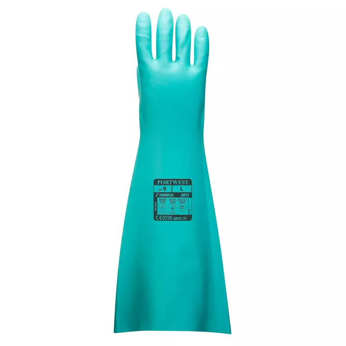 Portwest long nitrile chemical protection gloves, 48 ​​cm, Green, large image number 0
