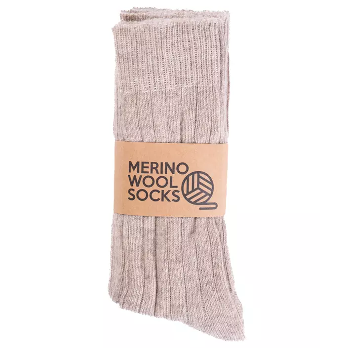 3-pack sokker med merinoull, Sand, large image number 1