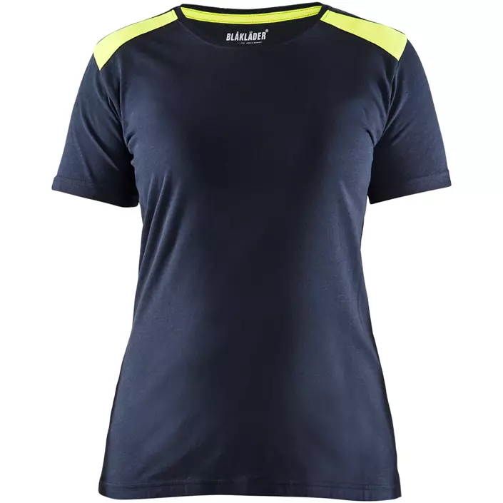 Blåkläder Damen T-Shirt, Dunkel Marine/Hi-Vis Gelb, large image number 0