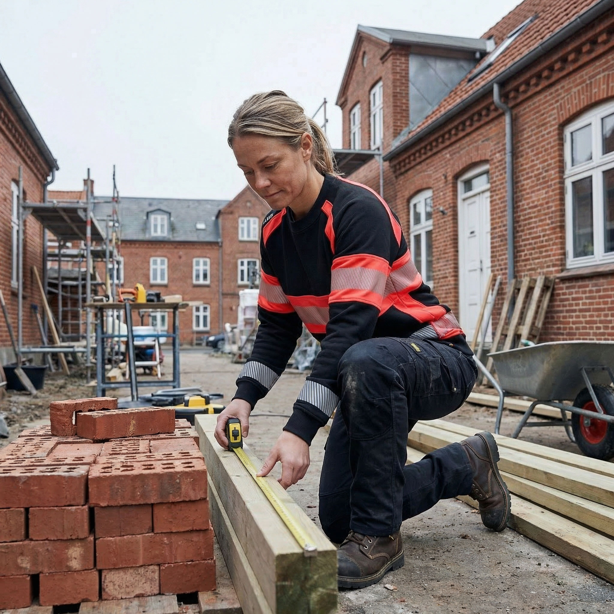 Bl&aring;kl&auml;der dame collegegenser, Svart/Hi-Vis R&oslash;d