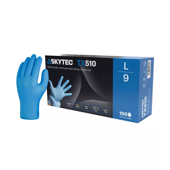 Skytec TX510 nitril engångshandskar 100 st., Blå, large image number 1