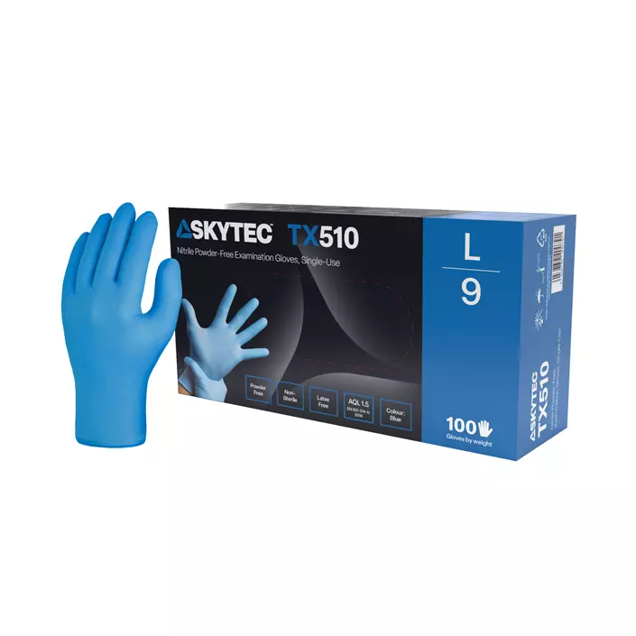 Skytec TX510 nitril engångshandskar 100 st., Blå, large image number 1