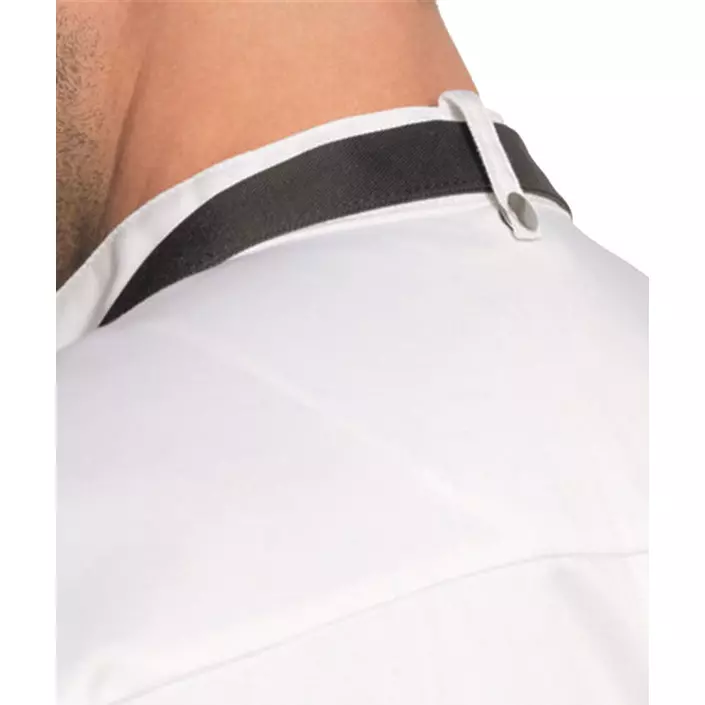 Kentaur kockjacka utan knappar med piping, Vit - Bordeaux Piping, large image number 3