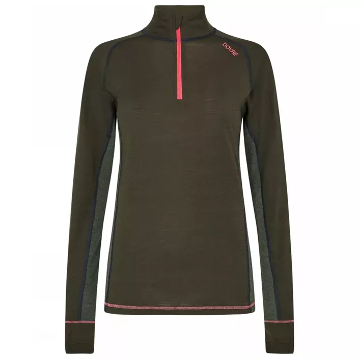 Dovre half-zip dame baselayer trøje, Grøn, large image number 0