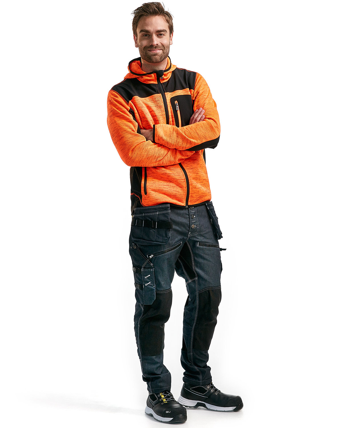 Bl&aring;kl&auml;der knitted softshell jacket X4930, Orange/Black