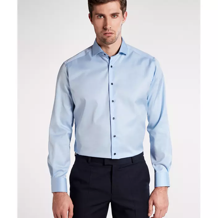 Eterna Cover Modern fit shirt with contrast, Lightblue, large image number 1