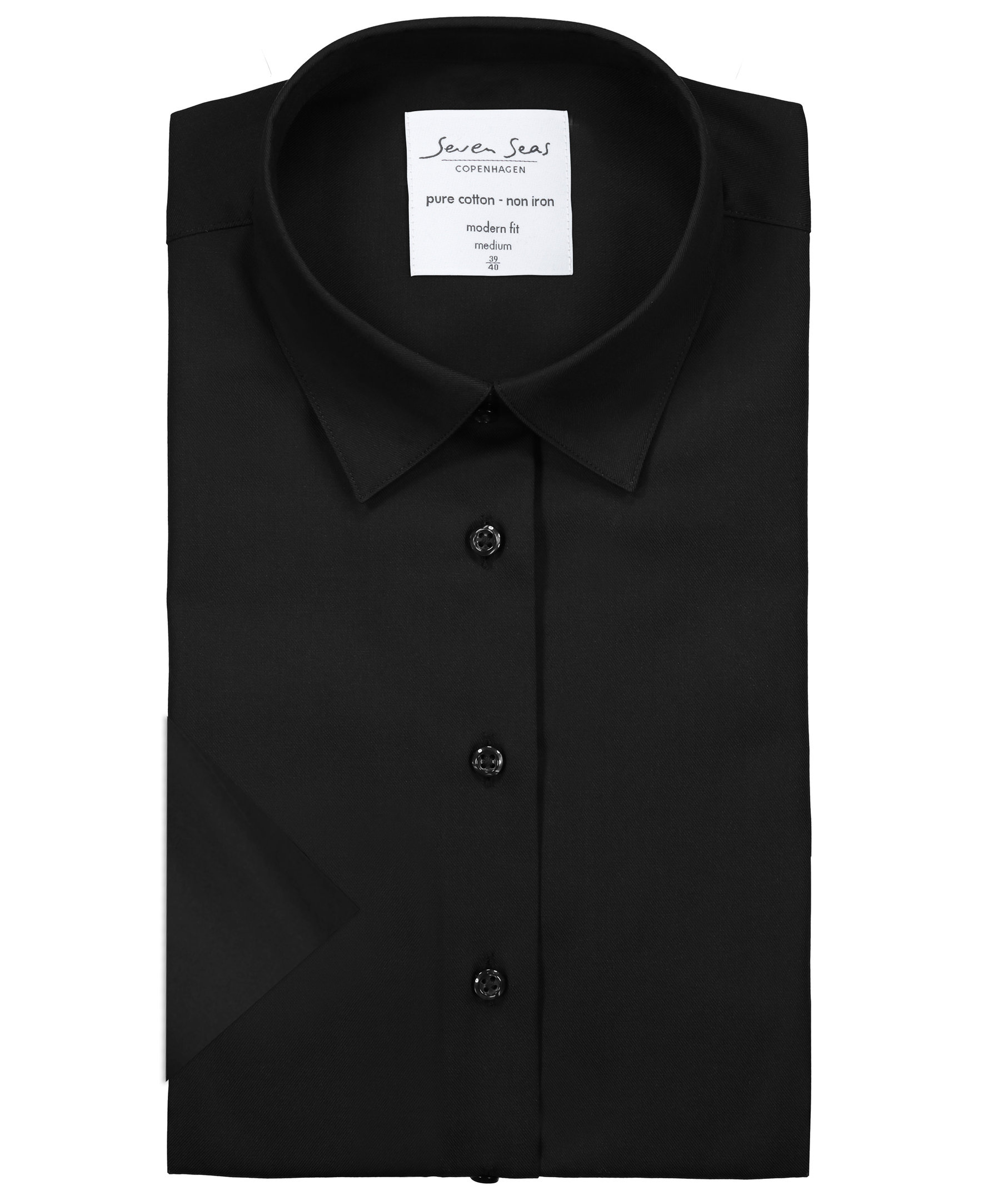 Seven Seas Fine Twill short-sleeved Modern fit women shirt, Black, large image number 4