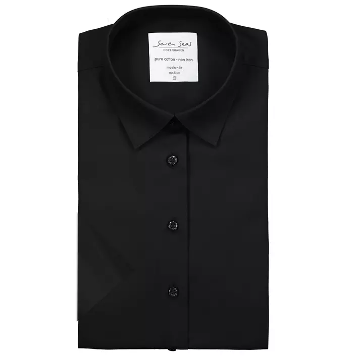 Seven Seas Fine Twill short-sleeved Modern fit women shirt, Black, large image number 4
