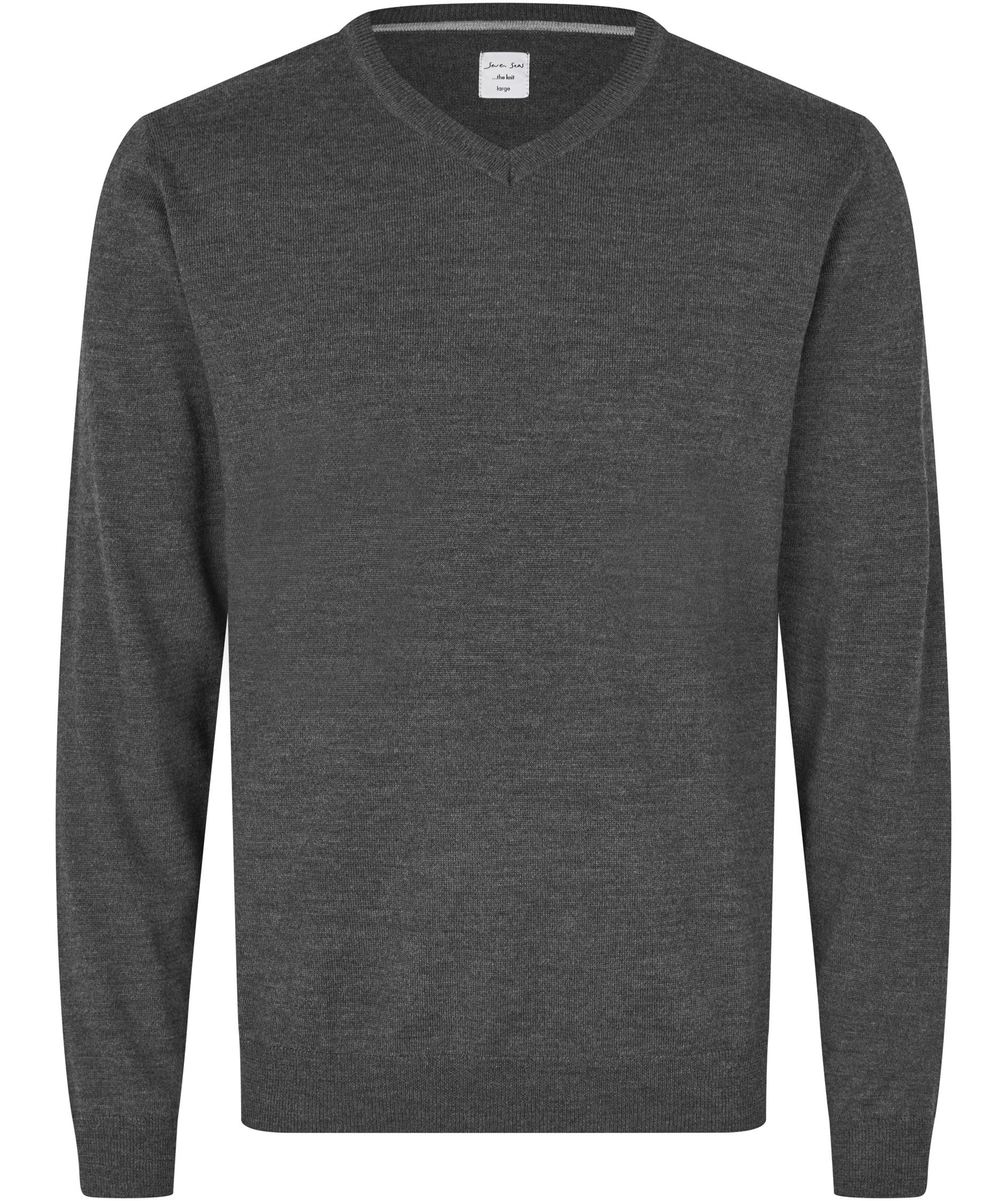 Seven Seas knitted pullover with wool, Dark Grey Melange, Dark Grey Melange, swatch