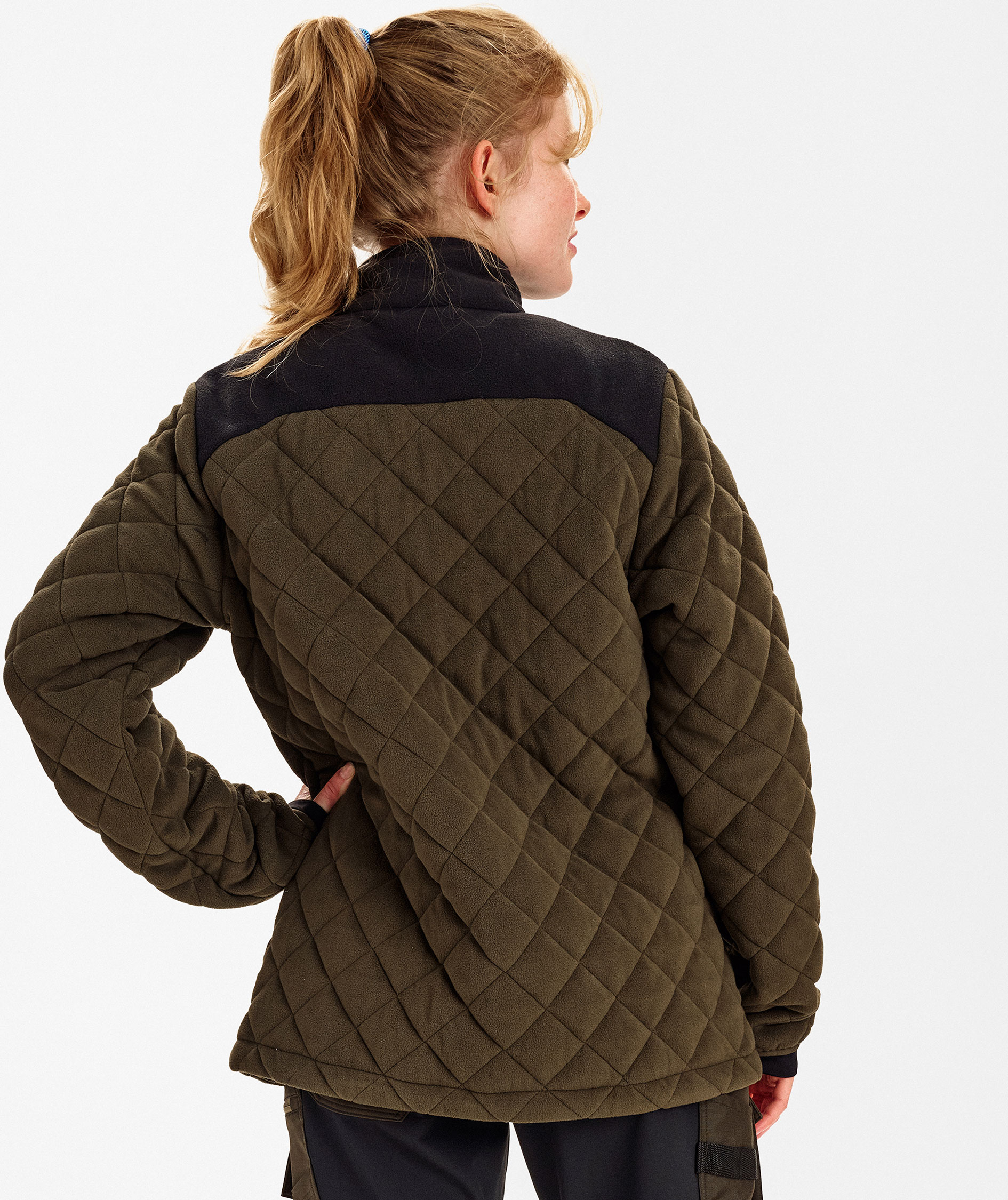 Engel Entire Damen Steppfleecejacke, Forest Green/Black, large image number 4