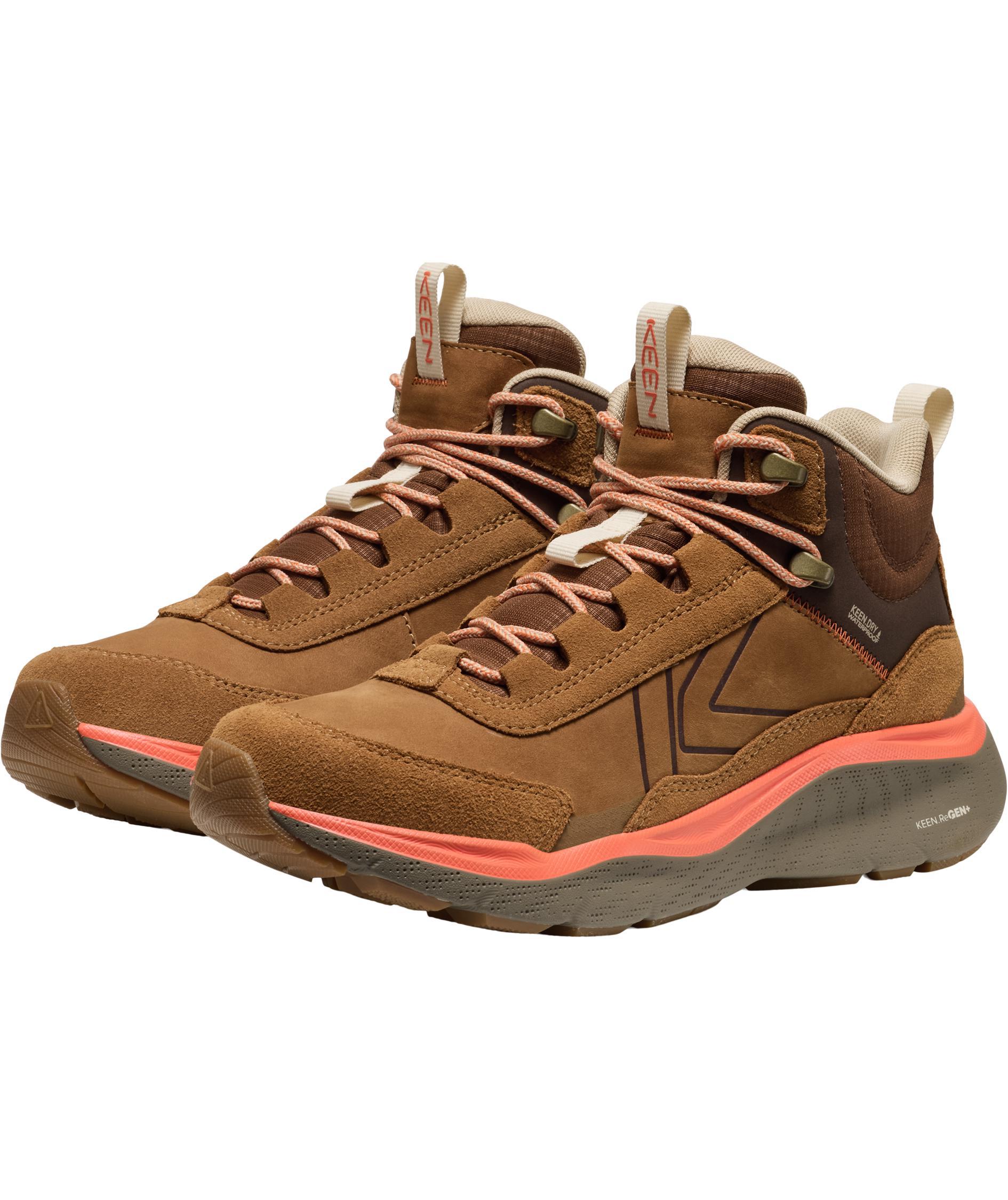 Keen Leiki Leather Mid WP vandrark&auml;ngor dam, Chipmunk/Bison, large image number 4