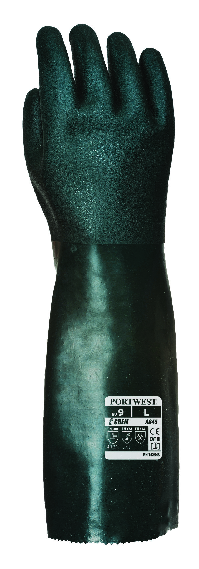 Portwest A845 PVC Chemikalienhandschuhe, 45 cm, Gr&uuml;n, Gr&uuml;n, large image number 2