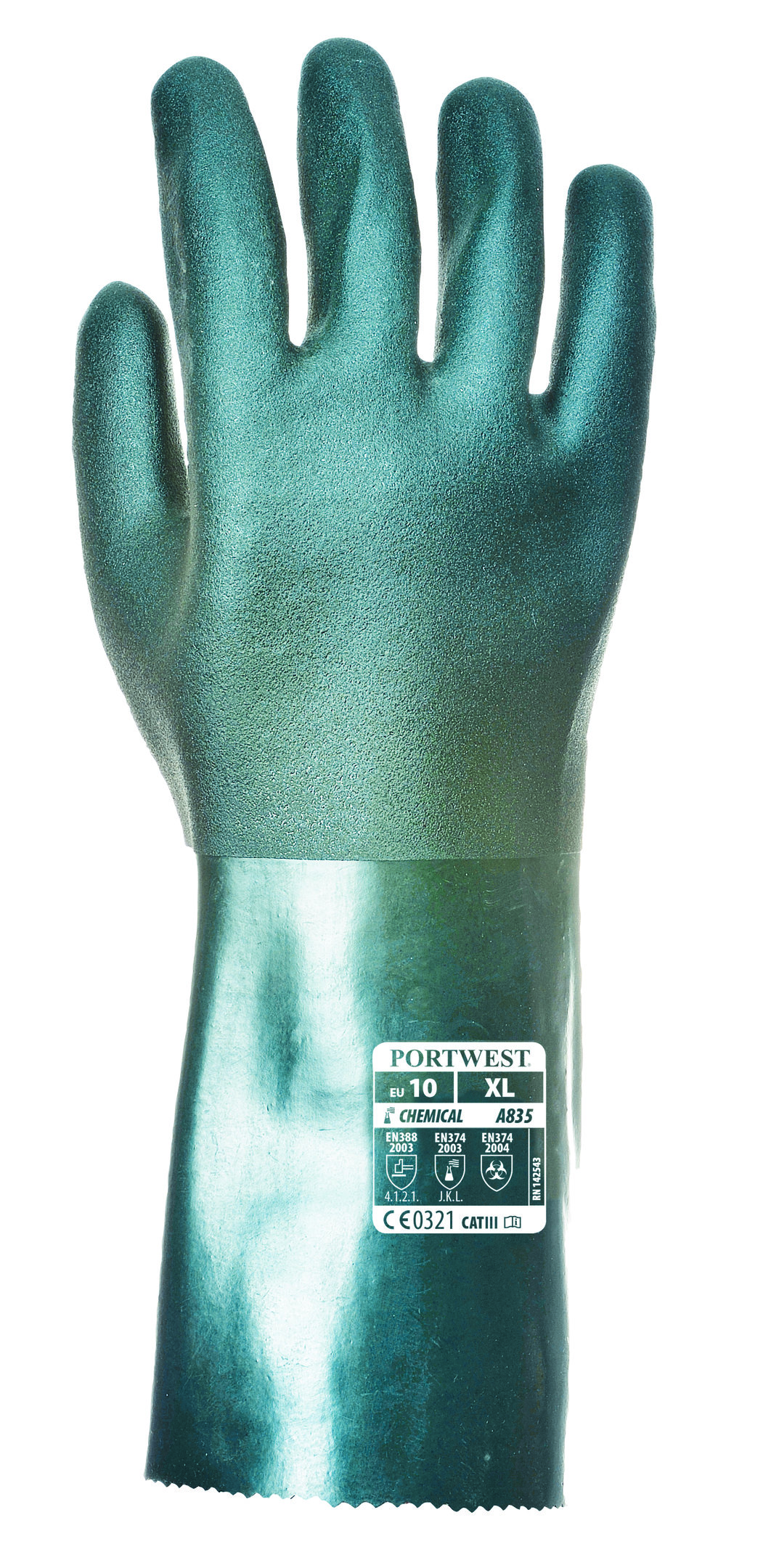 Portwest A835 PVC kemikalieskyddshandskar, Gr&ouml;n